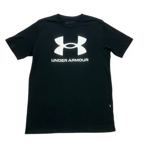 Under Armour Shirt Mens Medium M Black White Short Sleeve Loose Fit Crew Neck